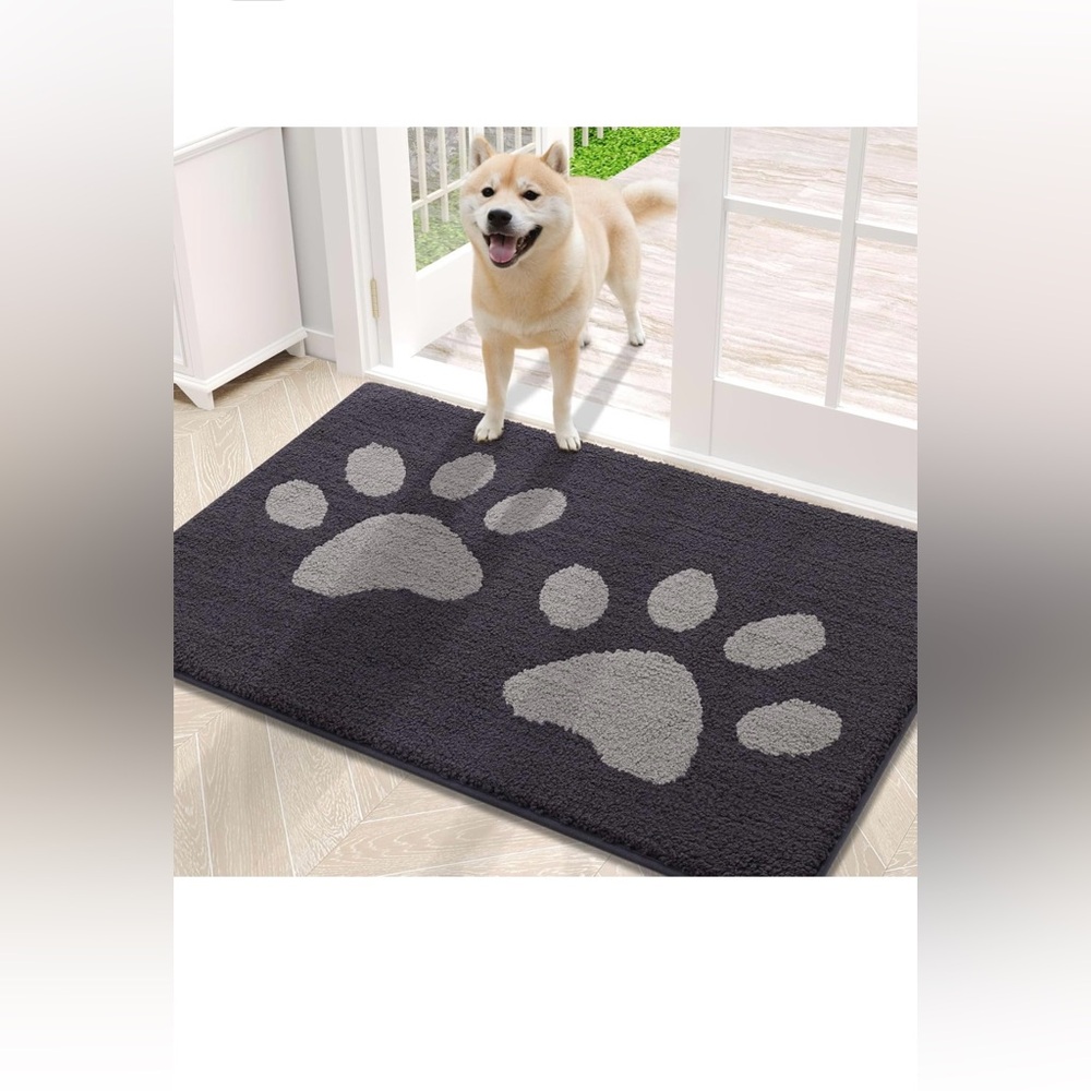 Buganda Dog Door Mat for Muddy Paws, Absorbent Dirt Trapper Washable Indoor Mat